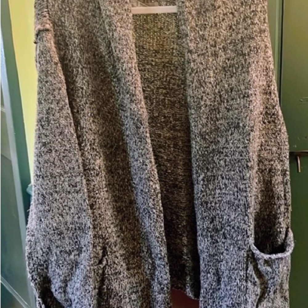 Anthropologie Charcoal Open-Front Cardigan